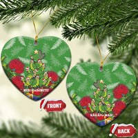 Kakapo New Zealand Christmas Ceramic Ornament Meri Kirihimete Pohutukawa - Green Color LT14 Heart Green - Polynesian Pride