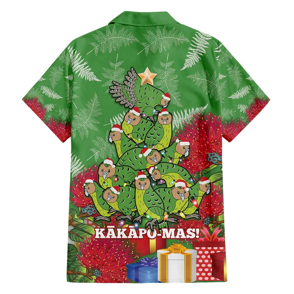 Kakapo New Zealand Christmas Family Matching Long Sleeve Bodycon Dress and Hawaiian Shirt Meri Kirihimete Pohutukawa - Green Color LT14 - Polynesian Pride