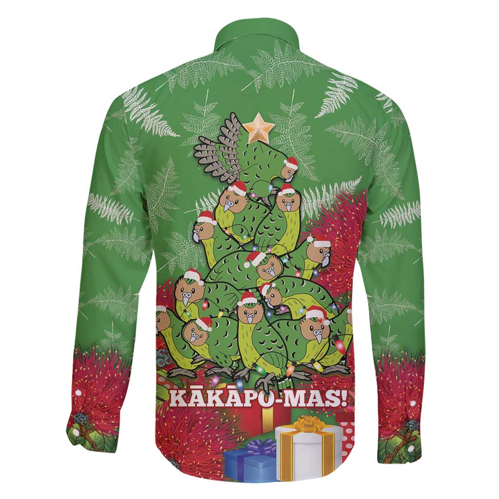 Kakapo New Zealand Christmas Family Matching Off Shoulder Maxi Dress and Hawaiian Shirt Meri Kirihimete Pohutukawa - Green Color LT14 - Polynesian Pride