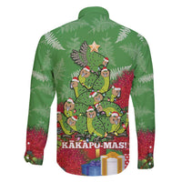 Kakapo New Zealand Christmas Family Matching Off Shoulder Maxi Dress and Hawaiian Shirt Meri Kirihimete Pohutukawa - Green Color LT14 - Polynesian Pride