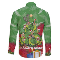 Kakapo New Zealand Christmas Family Matching Short Sleeve Bodycon Dress and Hawaiian Shirt Meri Kirihimete Pohutukawa - Green Color LT14 - Polynesian Pride
