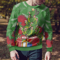 Kakapo New Zealand Christmas Ugly Christmas Sweater Meri Kirihimete Pohutukawa - Green Color LT14 - Polynesian Pride