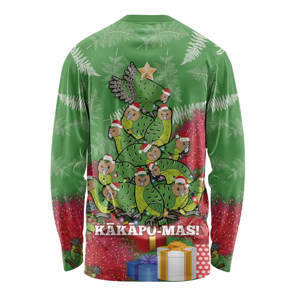 Kakapo New Zealand Christmas Long Sleeve Shirt Meri Kirihimete Pohutukawa - Green Color LT14 - Polynesian Pride