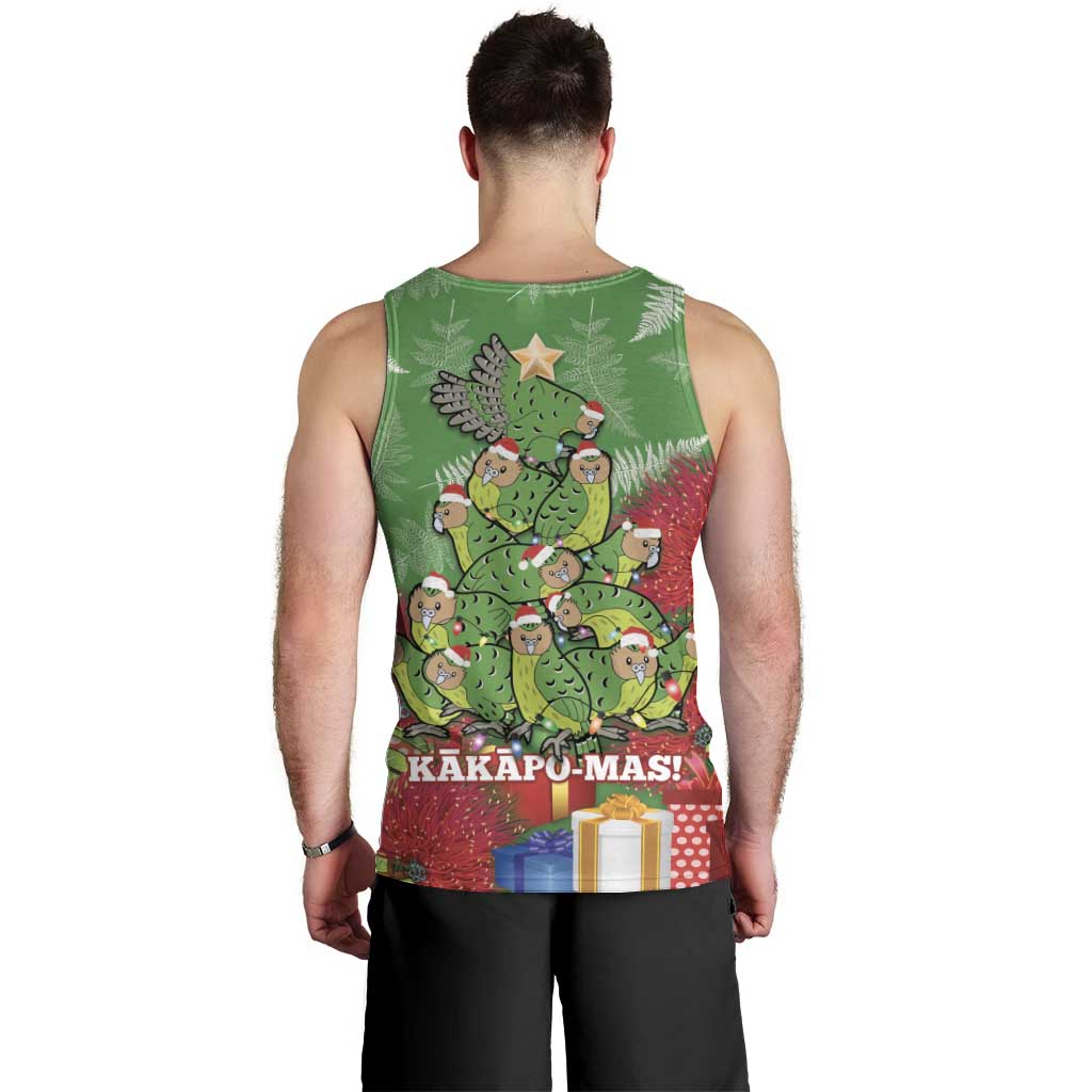 Kakapo New Zealand Christmas Men Tank Top Meri Kirihimete Pohutukawa - Green Color LT14 - Polynesian Pride