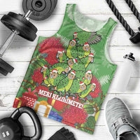 Kakapo New Zealand Christmas Men Tank Top Meri Kirihimete Pohutukawa - Green Color LT14 - Polynesian Pride