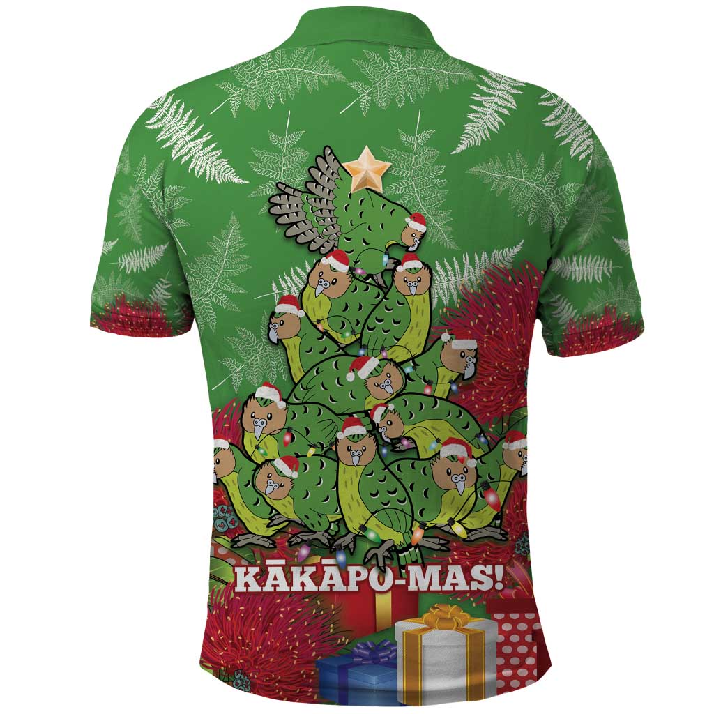 Kakapo New Zealand Christmas Polo Shirt Meri Kirihimete Pohutukawa - Green Color LT14 - Polynesian Pride