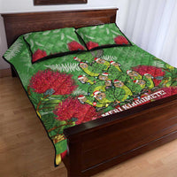 Kakapo New Zealand Christmas Quilt Bed Set Meri Kirihimete Pohutukawa - Green Color LT14 - Polynesian Pride