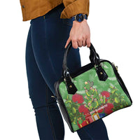 Kakapo New Zealand Christmas Shoulder Handbag Meri Kirihimete Pohutukawa - Green Color LT14 - Polynesian Pride