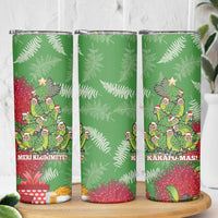 Kakapo New Zealand Christmas Skinny Tumbler Meri Kirihimete Pohutukawa - Green Color LT14 - Polynesian Pride