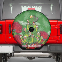 Kakapo New Zealand Christmas Spare Tire Cover Meri Kirihimete Pohutukawa - Green Color LT14 - Polynesian Pride