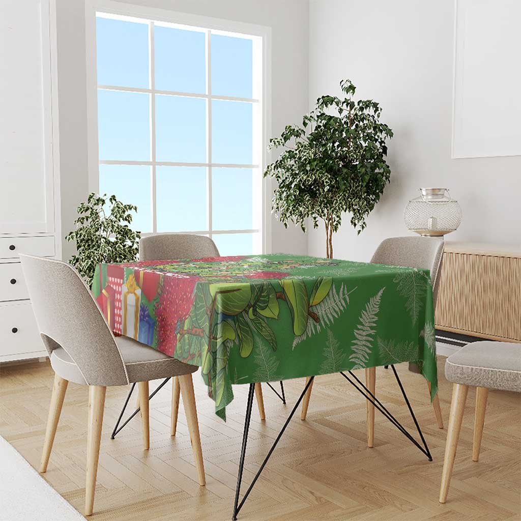 Kakapo New Zealand Christmas Tablecloth Meri Kirihimete Pohutukawa - Green Color LT14 - Polynesian Pride