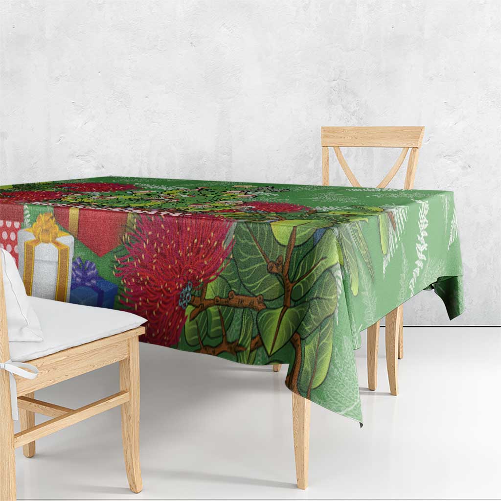 Kakapo New Zealand Christmas Tablecloth Meri Kirihimete Pohutukawa - Green Color LT14 - Polynesian Pride