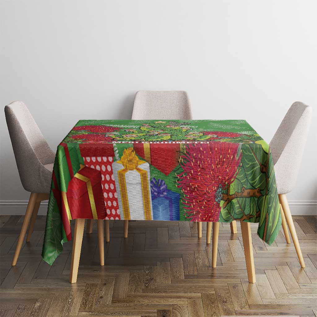 Kakapo New Zealand Christmas Tablecloth Meri Kirihimete Pohutukawa - Green Color LT14 - Polynesian Pride