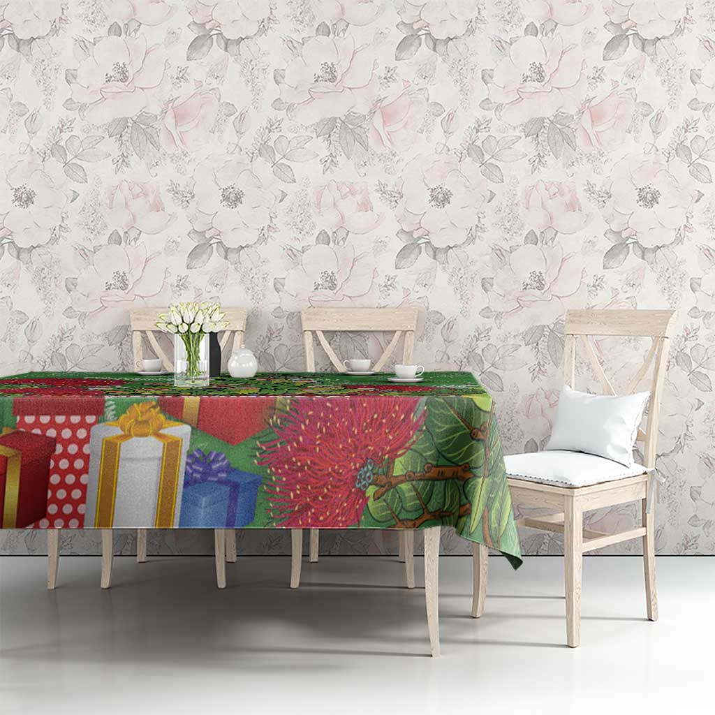 Kakapo New Zealand Christmas Tablecloth Meri Kirihimete Pohutukawa - Green Color LT14 - Polynesian Pride