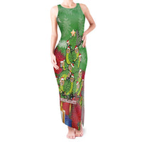 Kakapo New Zealand Christmas Tank Maxi Dress Meri Kirihimete Pohutukawa - Green Color LT14 Women Green - Polynesian Pride