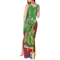 Kakapo New Zealand Christmas Tank Maxi Dress Meri Kirihimete Pohutukawa - Green Color LT14 - Polynesian Pride