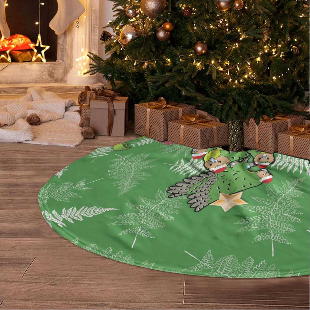 Kakapo New Zealand Christmas Tree Skirt Meri Kirihimete Pohutukawa - Green Color LT14 - Polynesian Pride