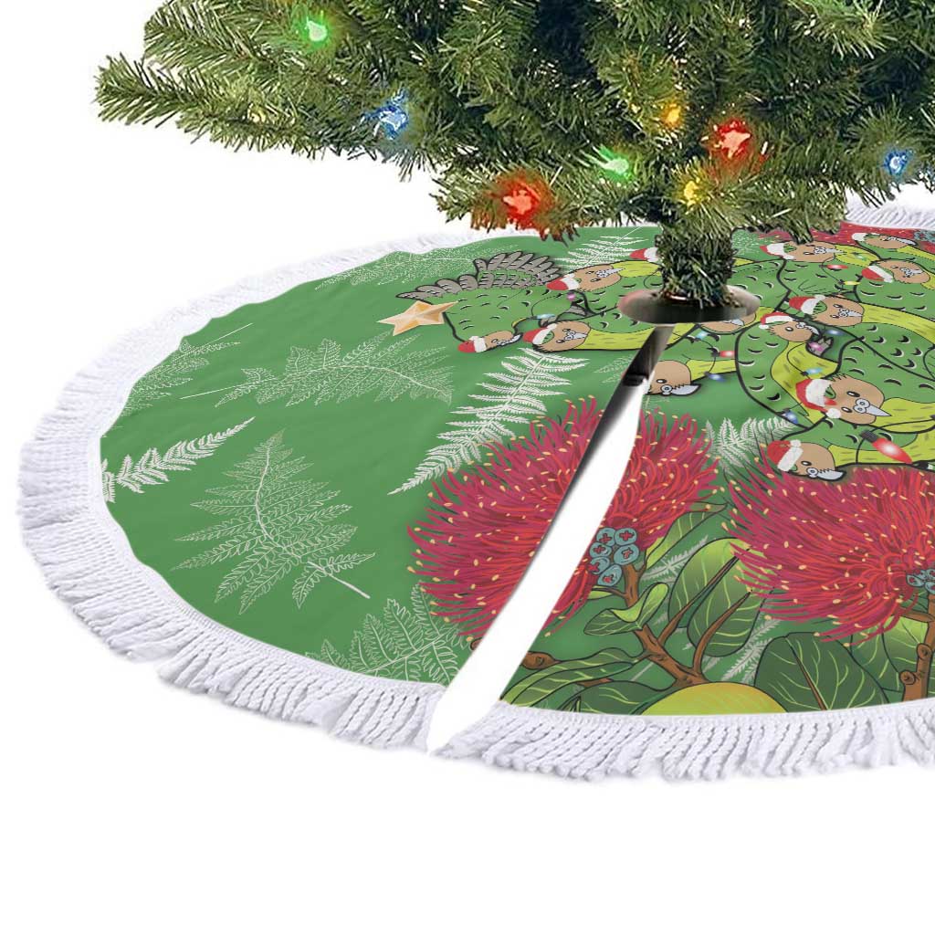 Kakapo New Zealand Christmas Tree Skirt Meri Kirihimete Pohutukawa - Green Color LT14 - Polynesian Pride