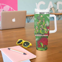 Kakapo New Zealand Christmas Tumbler With Handle Meri Kirihimete Pohutukawa - Green Color LT14 - Polynesian Pride