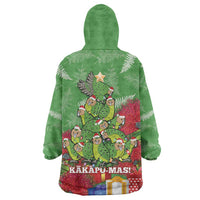 Kakapo New Zealand Christmas Wearable Blanket Hoodie Meri Kirihimete Pohutukawa - Green Color LT14 - Polynesian Pride