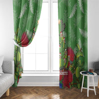 Kakapo New Zealand Christmas Window Curtain Meri Kirihimete Pohutukawa - Green Color LT14 - Polynesian Pride