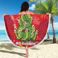 Kakapo New Zealand Christmas Beach Blanket Meri Kirihimete Pohutukawa - Red Color LT14 - Polynesian Pride