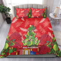 Kakapo New Zealand Christmas Bedding Set Meri Kirihimete Pohutukawa - Red Color LT14 - Polynesian Pride