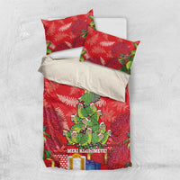Kakapo New Zealand Christmas Bedding Set Meri Kirihimete Pohutukawa - Red Color LT14 US Twin 172cm x 218cm Red - Polynesian Pride