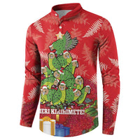 Kakapo New Zealand Christmas Button Sweatshirt Meri Kirihimete Pohutukawa - Red Color LT14 - Polynesian Pride