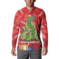 Kakapo New Zealand Christmas Button Sweatshirt Meri Kirihimete Pohutukawa - Red Color LT14 - Polynesian Pride