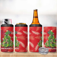 Kakapo New Zealand Christmas 4 in 1 Can Cooler Tumbler Meri Kirihimete Pohutukawa - Red Color LT14 - Polynesian Pride