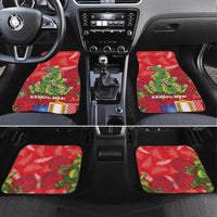 Kakapo New Zealand Christmas Car Mats Meri Kirihimete Pohutukawa - Red Color LT14 Set 4pcs Red - Polynesian Pride