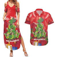 Kakapo New Zealand Christmas Couples Matching Summer Maxi Dress and Hawaiian Shirt Meri Kirihimete Pohutukawa - Red Color LT14 Red - Polynesian Pride