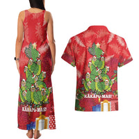 Kakapo New Zealand Christmas Couples Matching Tank Maxi Dress and Hawaiian Shirt Meri Kirihimete Pohutukawa - Red Color LT14 - Polynesian Pride