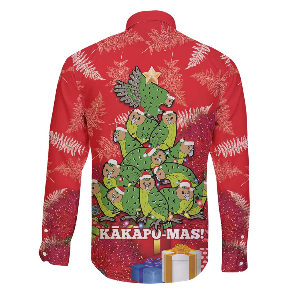 Kakapo New Zealand Christmas Family Matching Mermaid Dress and Hawaiian Shirt Meri Kirihimete Pohutukawa - Red Color LT14 - Polynesian Pride