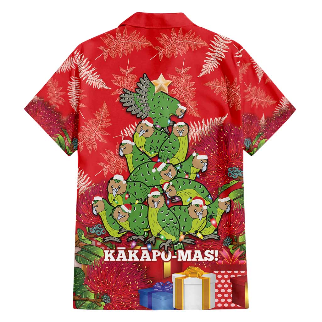 Kakapo New Zealand Christmas Family Matching Off Shoulder Maxi Dress and Hawaiian Shirt Meri Kirihimete Pohutukawa - Red Color LT14 - Polynesian Pride