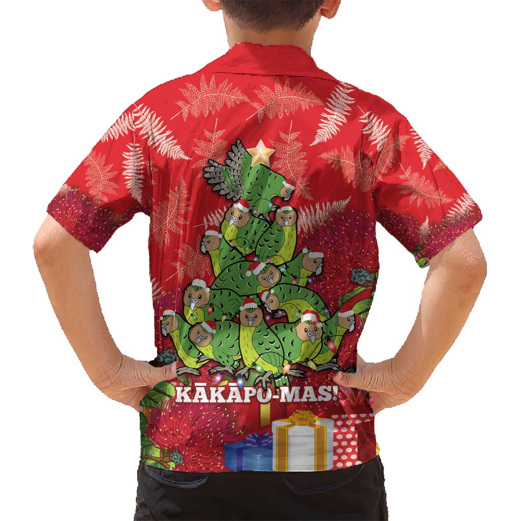 Kakapo New Zealand Christmas Family Matching Puletasi and Hawaiian Shirt Meri Kirihimete Pohutukawa - Red Color LT14 - Polynesian Pride