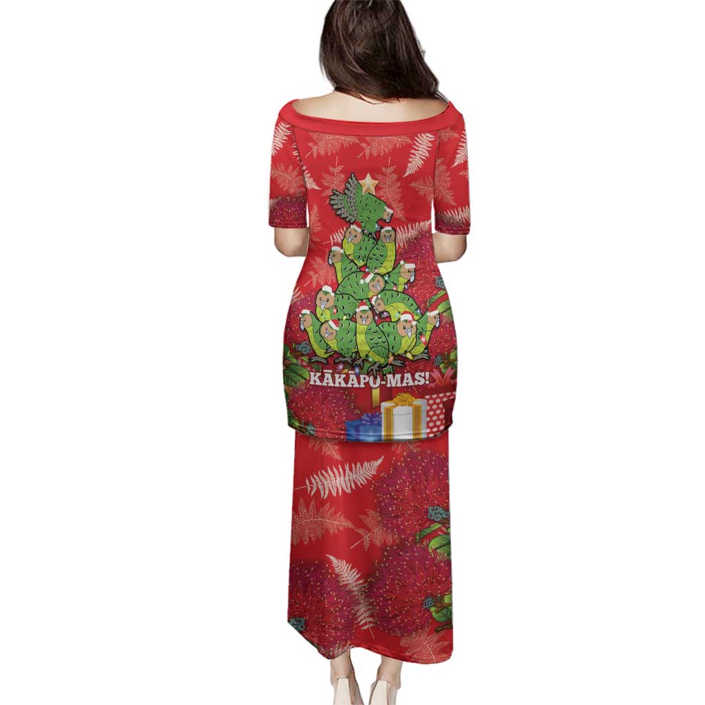 Kakapo New Zealand Christmas Family Matching Puletasi and Hawaiian Shirt Meri Kirihimete Pohutukawa - Red Color LT14 - Polynesian Pride
