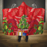 Kakapo New Zealand Christmas Hooded Blanket Meri Kirihimete Pohutukawa - Red Color LT14 - Polynesian Pride