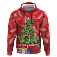 Kakapo New Zealand Christmas Hoodie Meri Kirihimete Pohutukawa - Red Color LT14 Pullover Hoodie Red - Polynesian Pride