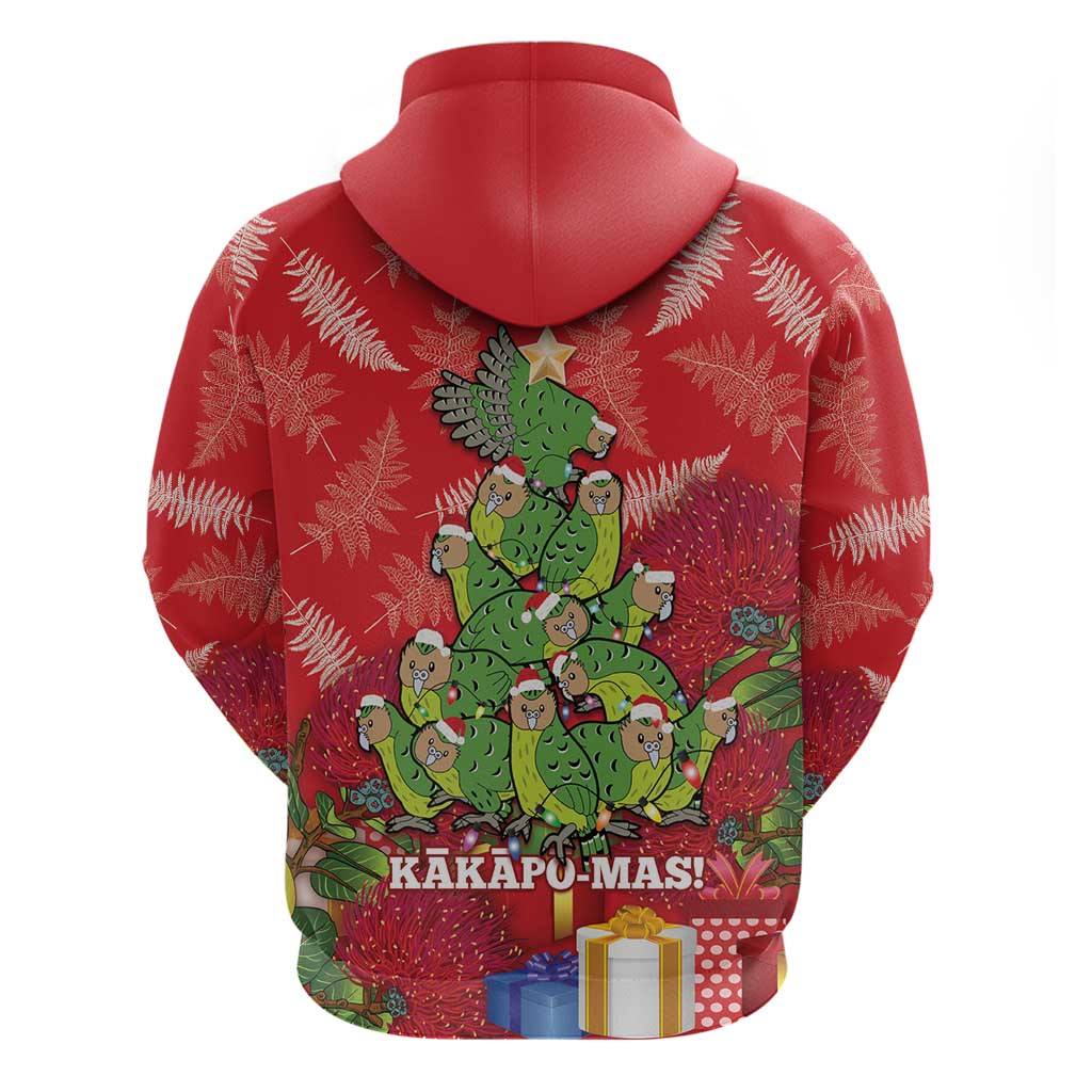 Kakapo New Zealand Christmas Hoodie Meri Kirihimete Pohutukawa - Red Color LT14 - Polynesian Pride