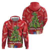 Kakapo New Zealand Christmas Hoodie Meri Kirihimete Pohutukawa - Red Color LT14 - Polynesian Pride