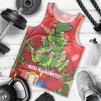 Kakapo New Zealand Christmas Men Tank Top Meri Kirihimete Pohutukawa - Red Color LT14 - Polynesian Pride