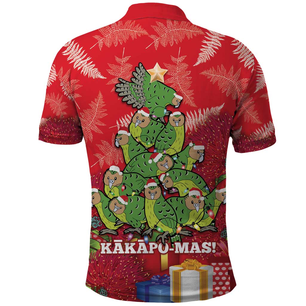 Kakapo New Zealand Christmas Polo Shirt Meri Kirihimete Pohutukawa - Red Color LT14 - Polynesian Pride