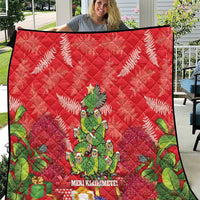 Kakapo New Zealand Christmas Quilt Meri Kirihimete Pohutukawa - Red Color LT14 Red - Polynesian Pride