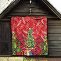 Kakapo New Zealand Christmas Quilt Meri Kirihimete Pohutukawa - Red Color LT14 - Polynesian Pride