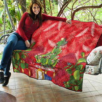 Kakapo New Zealand Christmas Quilt Meri Kirihimete Pohutukawa - Red Color LT14 - Polynesian Pride