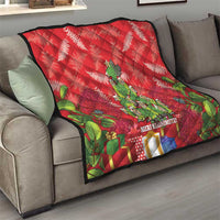 Kakapo New Zealand Christmas Quilt Meri Kirihimete Pohutukawa - Red Color LT14 - Polynesian Pride