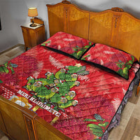Kakapo New Zealand Christmas Quilt Bed Set Meri Kirihimete Pohutukawa - Red Color LT14 - Polynesian Pride