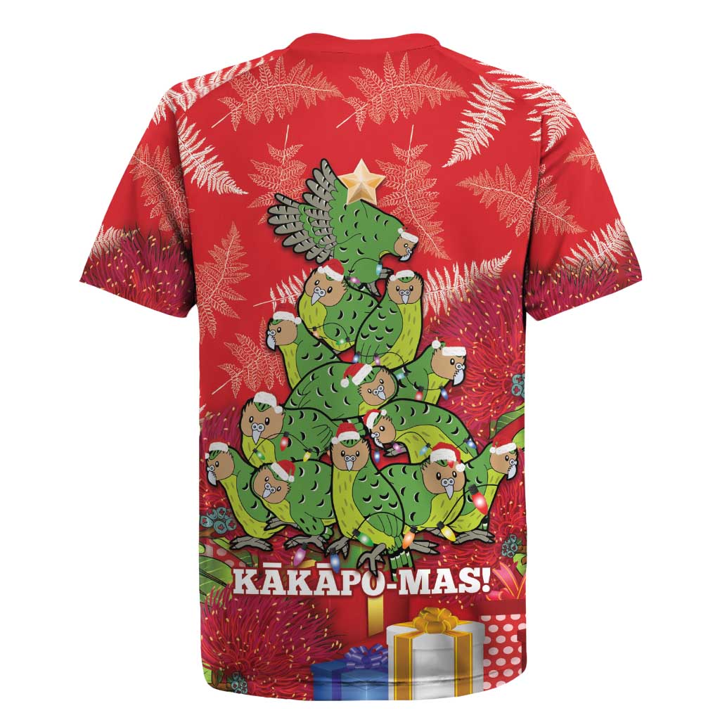 Kakapo New Zealand Christmas Rugby Jersey Meri Kirihimete Pohutukawa - Red Color LT14 - Polynesian Pride
